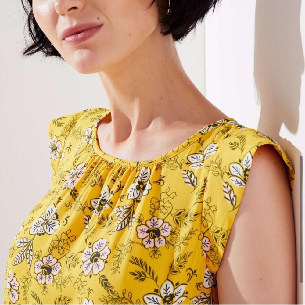 LOFT Garden Tie Waist Flounce Dress - Picture 4 of 8